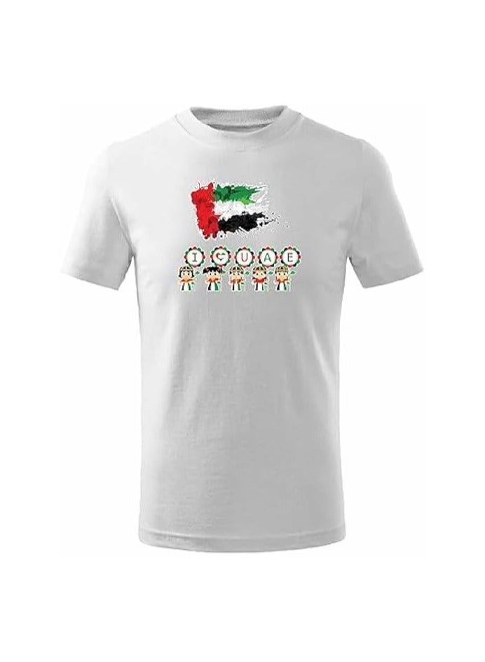 PRINTSHOP4ME Unisex UAE Kids T-shirts for celebrating  UAE National Day and Flag day events White (Design 1) - Image 3