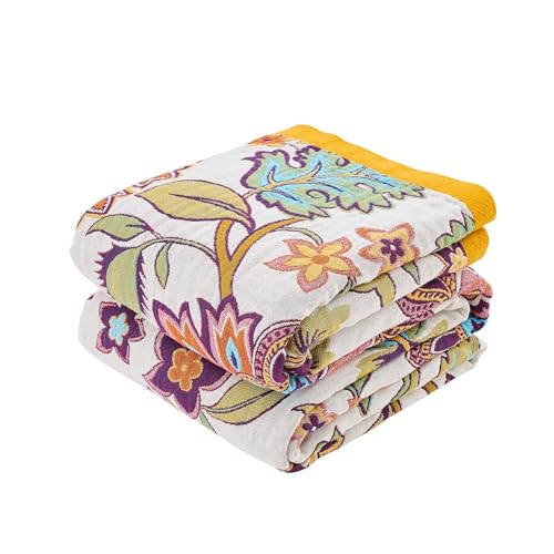 XIBLC Boho Throw Blanket for Bed, 100% Cotton Soft Rustic Quilt Fall Blanket, 80"x90" Floral Printed Farmhouse Decor Bed Blankets, All Season Rustic Reversible Bohemian Throw Quilt - Image 1