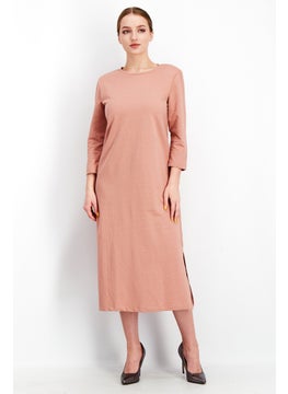 DeFacto Women Solid Midi Casual Drees, Peach  - Image 1