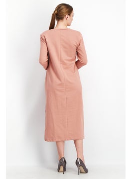 DeFacto Women Solid Midi Casual Drees, Peach  - Image 3