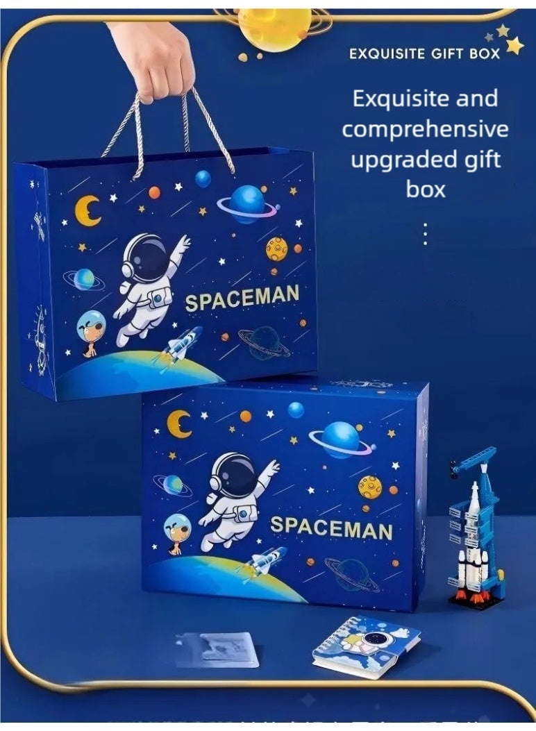 I LOVE KIDS Space Theme Gift Set & Birthday Gift For Boys,7-in-1 Astronaut Stationery & Building Blocks Kit,Ideal Birthday/Back-to-School Present for Boys (6-12 Years) - Image 2
