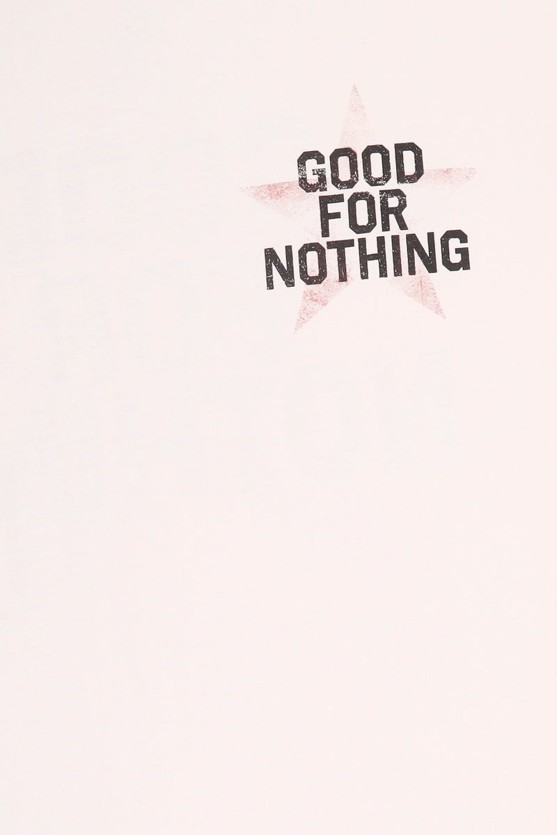 GOOD FOR NOTHING Men Crew Neck Short Sleeve Graphic Print T-Shirt, Off White - Image 5