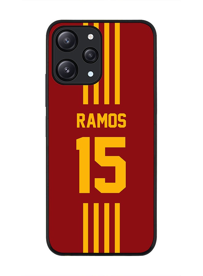 Stylizedd Rugged Black edge case for Xiaomi Redmi 12 4G, Slim fit Soft Case Flexible Rubber Edges Anti Drop TPU Gel Thin Cover -  Football Team - Spain , Player Name - Ramos - Image 1