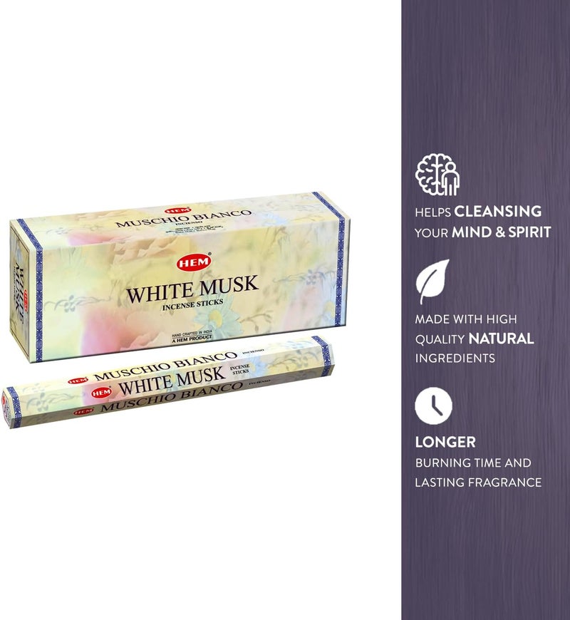 HEM White Musk Incense Sticks - Six-Pack with Approximately 20 Sticks Per Pack - Image 3