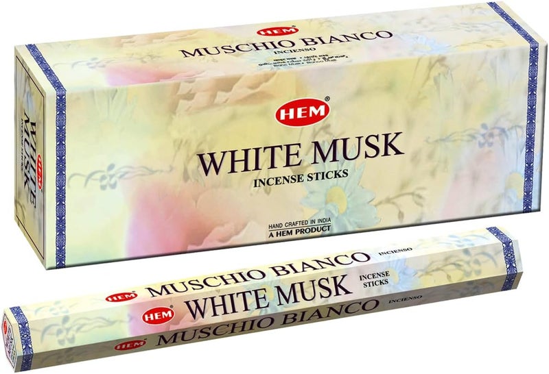 HEM White Musk Incense Sticks - Six-Pack with Approximately 20 Sticks Per Pack - Image 1