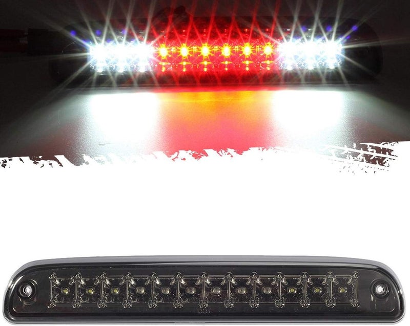 Partsam Red/White 12 LED Smoke Lens Chrome Housing Tail High Mount 3rd Third Brake Light Cargo Lamp Waterproof Replacement for Ford F-250 F-350 F-450 F-550 Super Duty 1999-2016 /Ford Ranger 1993-2011 - Image 1