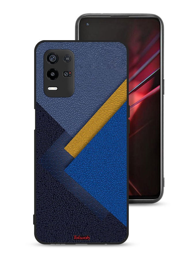 Tolwak Oppo K9x Protective Case Cover Triangles Leather Shades Pattern - Image 1