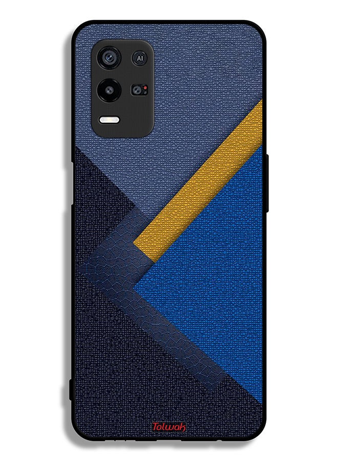 Tolwak Oppo K9x Protective Case Cover Triangles Leather Shades Pattern - Image 2