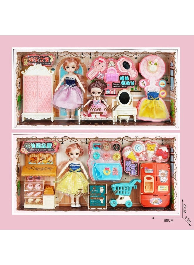 Children Play House Princess Doll Simulation Dessert Refrigerator Trolley Shopping Cart Bedroom Wardrobe Bed Room Toy-Color:Two Mixed-Specifications:Order A Multiple Of 22 Sets Before Shipment - Image 2