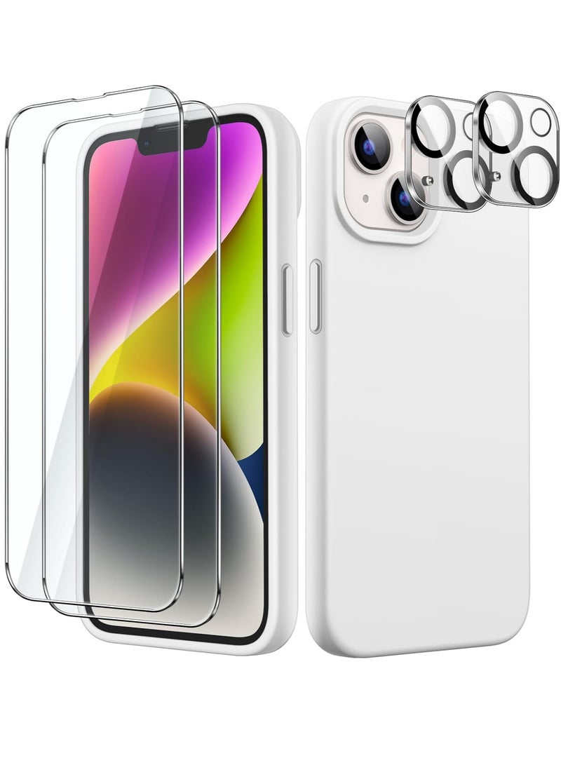 ELTRAZONE "5-in-1 iPhone 14 (6.1-Inch) Starlight Silicone Case - With 2 Screen Protectors & 2 Camera Lens Protectors" - Image 1