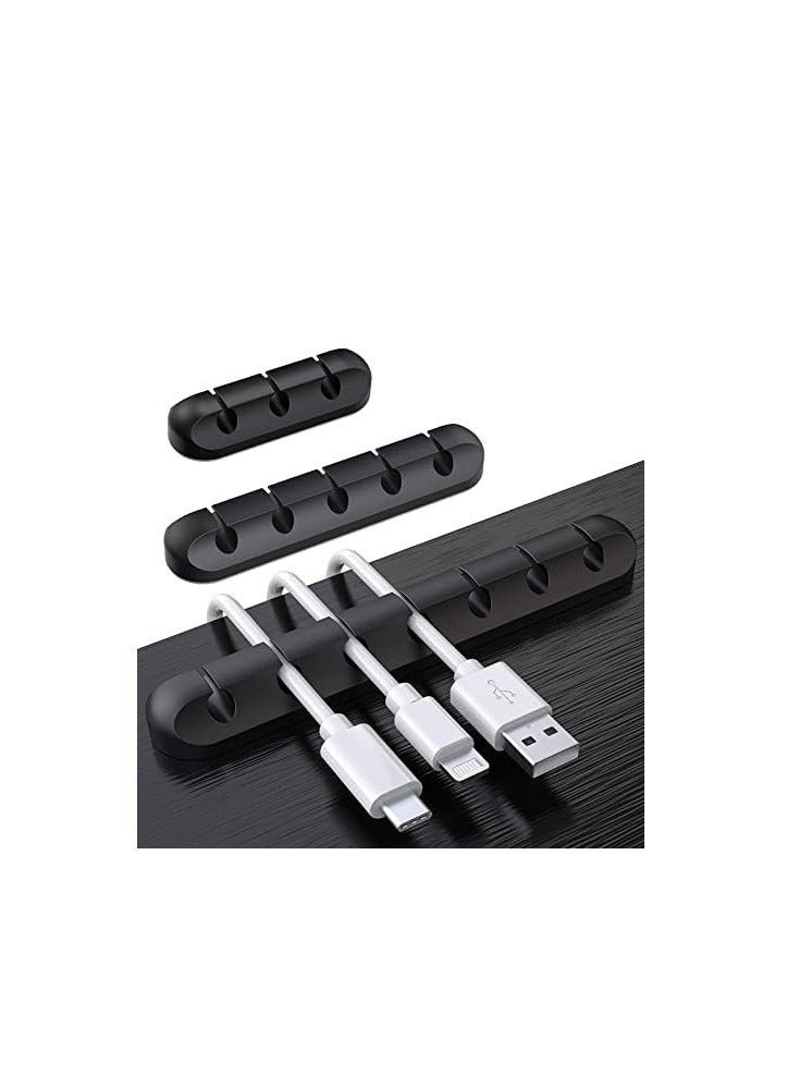 ECVV 3Pcs Cable Holder Clips - Desktop Cable Organizer For Management Of Power Cord And Charging Cables - Black - Image 1