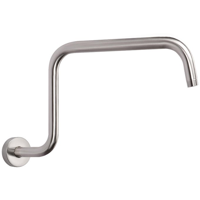 S SHAPED SHOWER ARM HIGH RISE SHOWER HEAD EXTENSION PIPE STANDARD 12 CONNECTION WITH FLANGE AWESOME SHOWER EXPERIENCESTAINLESS STEEL BATHROOM ACCESSORY16 INCH ZS SHAPE BRUSHED NICKEL