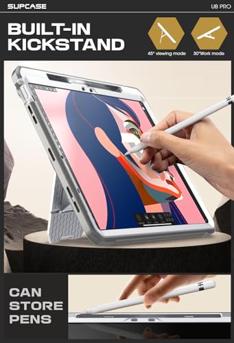 SUPCASE for iPad Air 11 Inch Case 7th Generation M3 2025, [Built-in Screen Protector & Pencil Holder & Stand] Rugged Cover for iPad Air 7th/6th/5th/4th Gen (11/10.9 Inch, 2025/2024/2022/2020), White - Image 3
