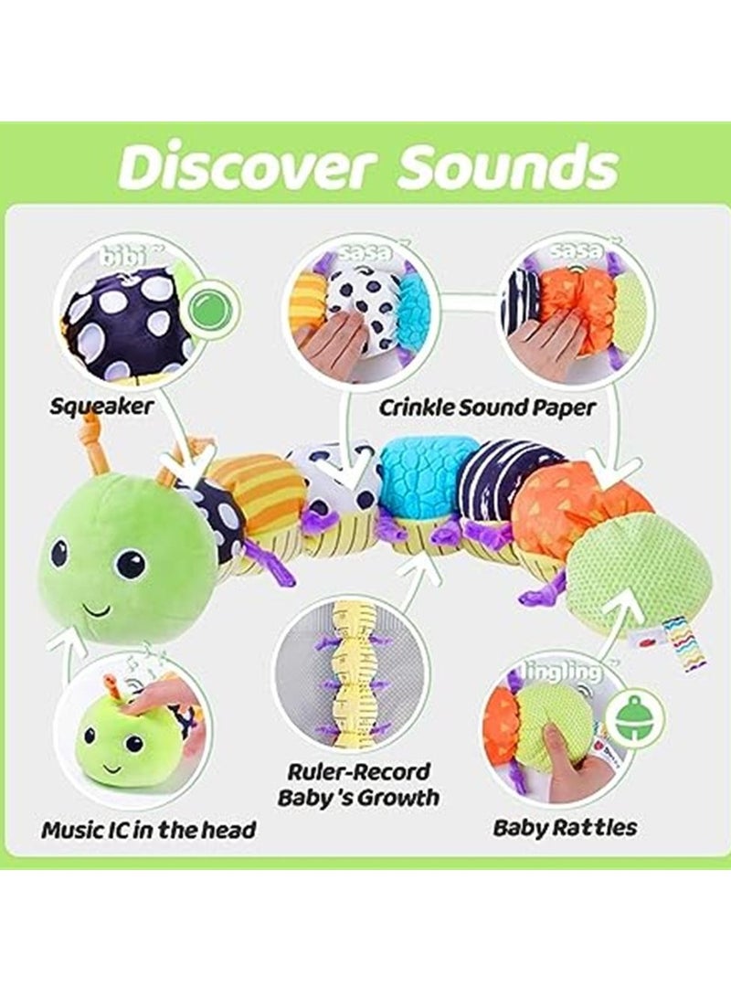 Baby Toys Musical Caterpillar, Infant Toys for Teething Tummy Time 0-3-6-12 Months, Stuffed Animal Activity Soft Toys with Multi-Sensory Crinkle, Rattle and Textures, Newborn Gifts - Image 4