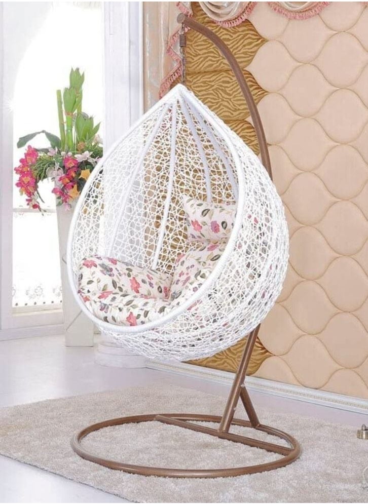 KARNAK - Hanging Egg Indoor Outdoor Patio Wicker Rattan Swing Chair Random Washable Cushions & Iron Frame for Garden, Living Room & Backyard KH092 - Image 1