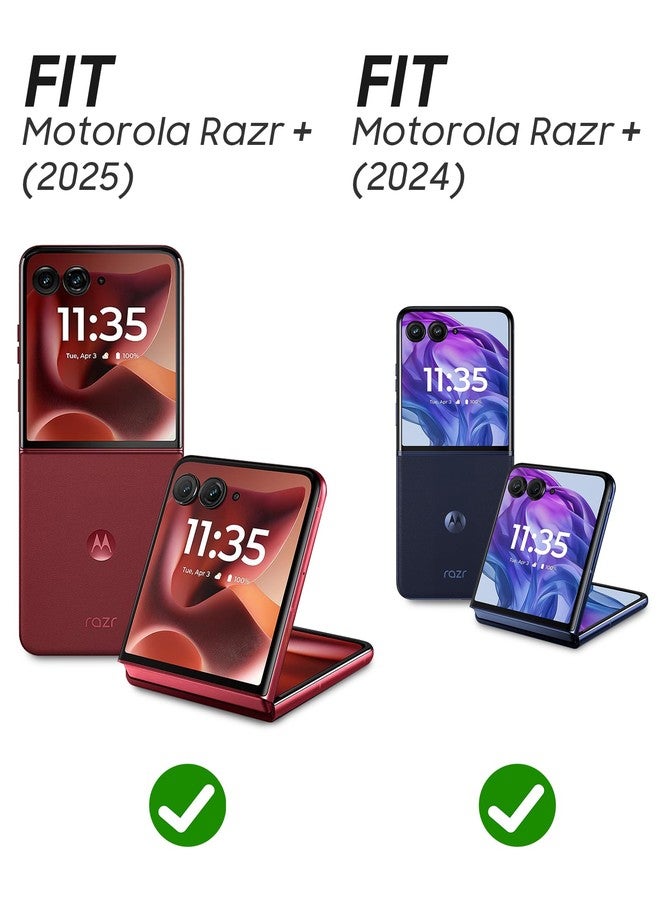 جراب Vizvera لهاتف Motorola Razr+ (Plus) 2024 مع غطاء مفصلي، واقي شاشة مدمج، مقاوم للصدمات، غطاء شامل للهاتف الذكي، شحن لاسلكي لهاتف Motorola Razr+ (Plus) 2024 (أسود) - Image 2