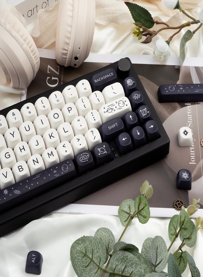 GEKUCAP MOA Keycaps 126 Keys PBT Keycaps Dye-Sublimation Custom Keyboard Key Caps Set for Cherry Gateron MX Switches Mechanical Keyboards, Black White Space Theme Key Caps - Image 4