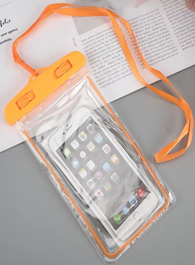 Fully protected sea case, Swimming Bag Waterproof Phone Case, Mobile Pouch PVC Cover Use at Beach or Swimming Pool, with Neck Strap For iPhone, Samsung, Xiaomi, Huawei, Redmi - Orange - Image 2