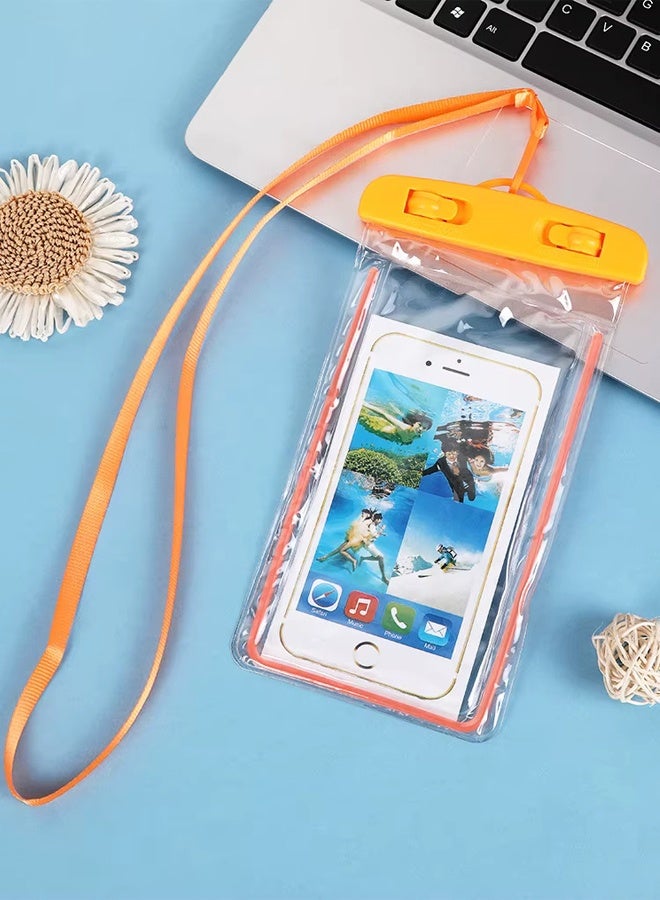 Fully protected sea case, Swimming Bag Waterproof Phone Case, Mobile Pouch PVC Cover Use at Beach or Swimming Pool, with Neck Strap For iPhone, Samsung, Xiaomi, Huawei, Redmi - Orange - Image 4