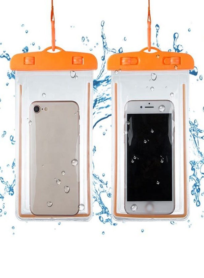 Fully protected sea case, Swimming Bag Waterproof Phone Case, Mobile Pouch PVC Cover Use at Beach or Swimming Pool, with Neck Strap For iPhone, Samsung, Xiaomi, Huawei, Redmi - Orange - Image 5