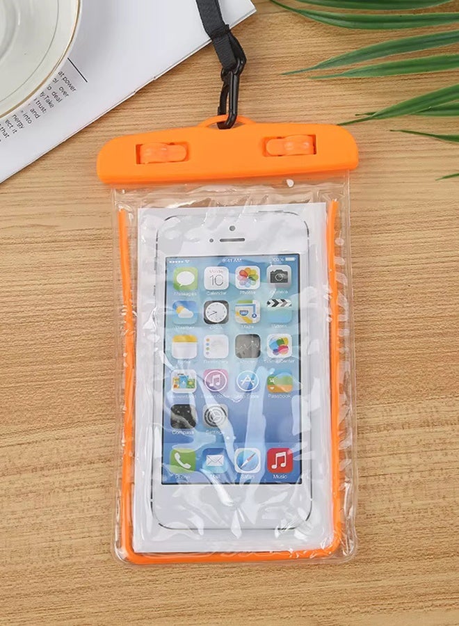Fully protected sea case, Swimming Bag Waterproof Phone Case, Mobile Pouch PVC Cover Use at Beach or Swimming Pool, with Neck Strap For iPhone, Samsung, Xiaomi, Huawei, Redmi - Orange - Image 3