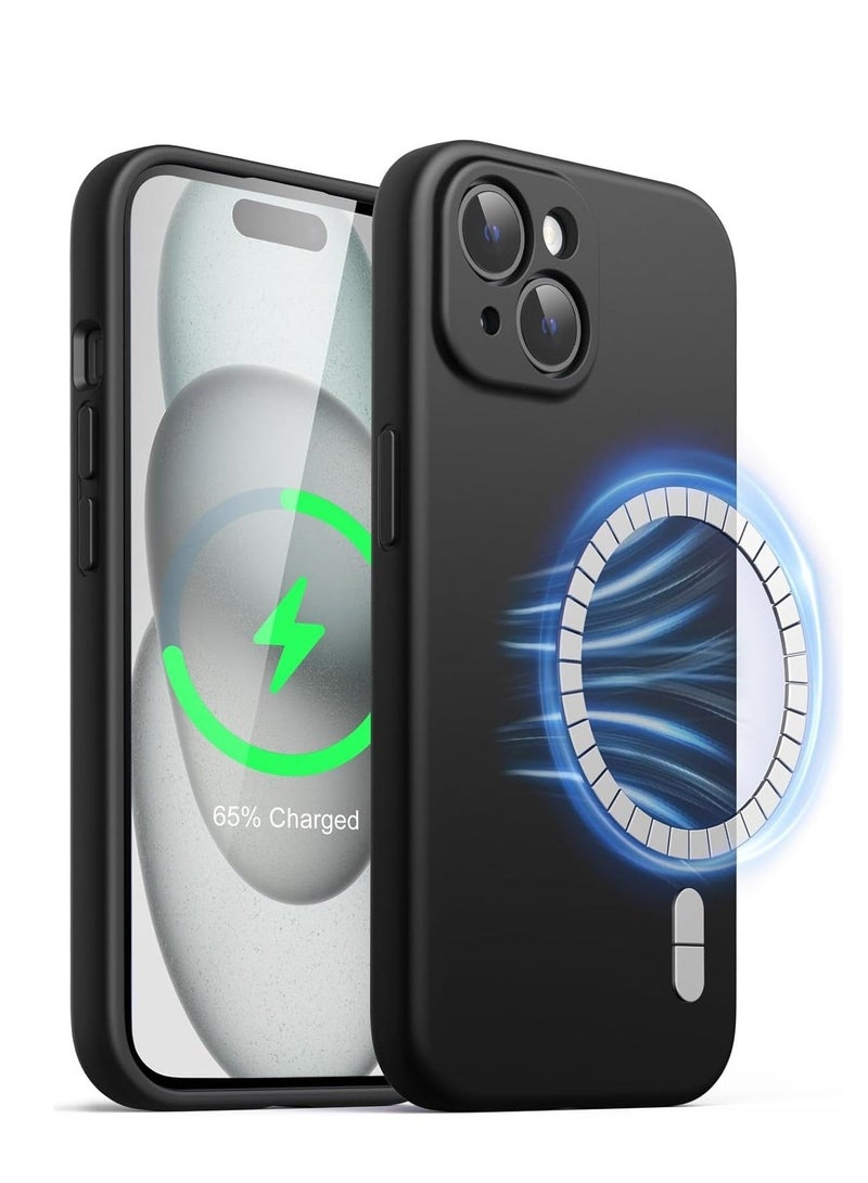 ELTRAZONE ELTRAZONE Black Magnetic Silicone Case for iPhone 15 - 6.1-Inch, MagSafe Compatible with Complete Camera Lens Protection