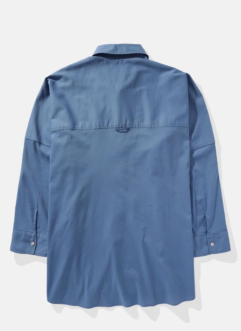 American Eagle Pocket Detail Button Down Oversized Shirt