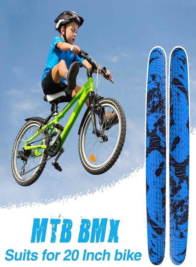 WEEROCK Bike Tire Kid Bike Tires 20 Inch Tires (56-406) 2 Pack 20 x 2.1 Folding Bead Replacement Tyre with 20In Inner Tubes for 20" Bicycles, Child Bike, MTB, Mountain Bike, BMX, Blue Black - Image 4