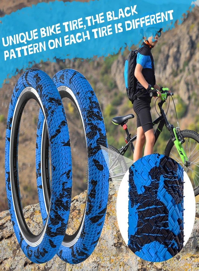 WEEROCK Bike Tire Kid Bike Tires 20 Inch Tires (56-406) 2 Pack 20 x 2.1 Folding Bead Replacement Tyre with 20In Inner Tubes for 20" Bicycles, Child Bike, MTB, Mountain Bike, BMX, Blue Black - Image 3