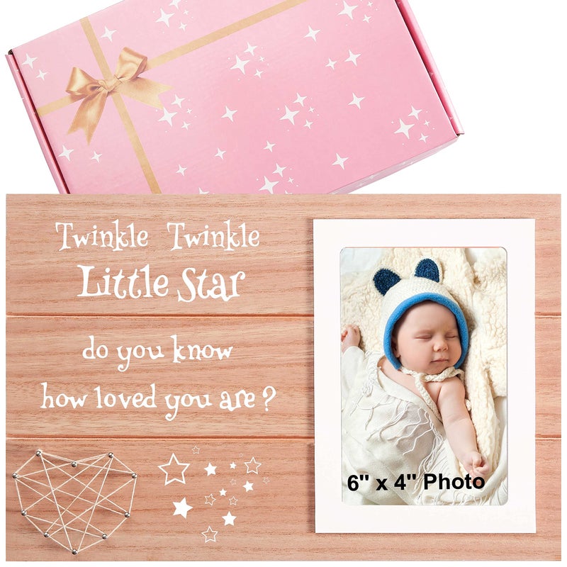 Sioial Best Shower Gifts for Baby-Baptism Present-Shower Party Present for Newborn,Birthday Christmas Gift for Baby Kids Boys Girls-Wooden Photo Frame Picture Frame-Twinkle Twinkle Little Star - Image 1