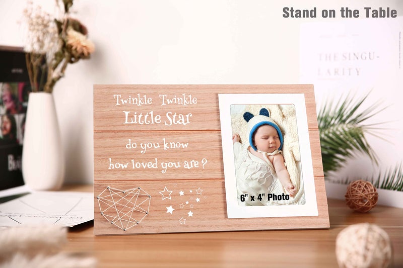 Sioial Best Shower Gifts for Baby-Baptism Present-Shower Party Present for Newborn,Birthday Christmas Gift for Baby Kids Boys Girls-Wooden Photo Frame Picture Frame-Twinkle Twinkle Little Star - Image 2