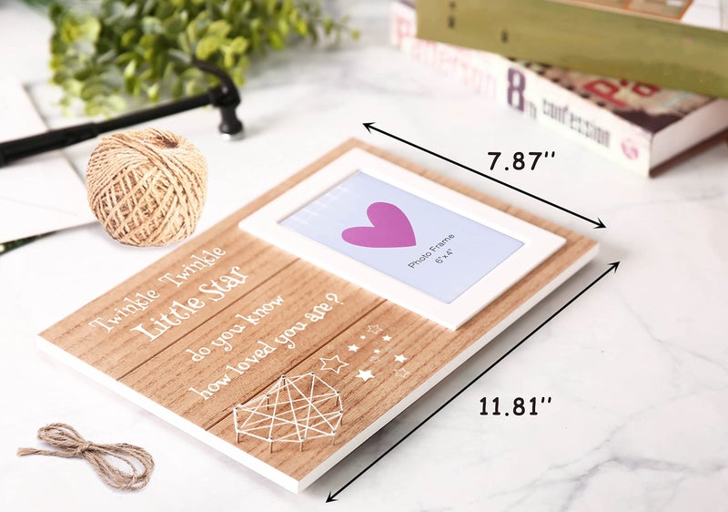 Sioial Best Shower Gifts for Baby-Baptism Present-Shower Party Present for Newborn,Birthday Christmas Gift for Baby Kids Boys Girls-Wooden Photo Frame Picture Frame-Twinkle Twinkle Little Star - Image 3