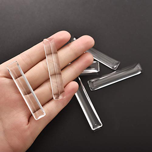 DROLE 60Pcs Pendant Tray Bezel Setting Kit-30Pcs Rectangle Cabochon Settings and 30Pcs Rectangle Clear Glass Cabochon Dome Tiles Cameo for DIY Jewelry Making Antique Silver - Image 4