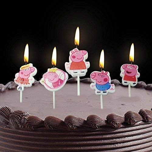 Wanna Party WP WANNA PARTY شمعة كعكة عيد ميلاد سعيدة / شمعة بموضوع الخنزير / زينة كعكة بموضوع الخنزير لمستلزمات حفلة بموضوع الخنزير، وردي، (701782) - Image 1