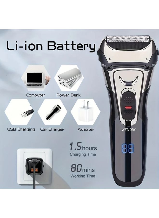 Black Mens Cordless Electric Razor USB Rechargeable Beard Trimmer Wet Dry Shaver - Image 2