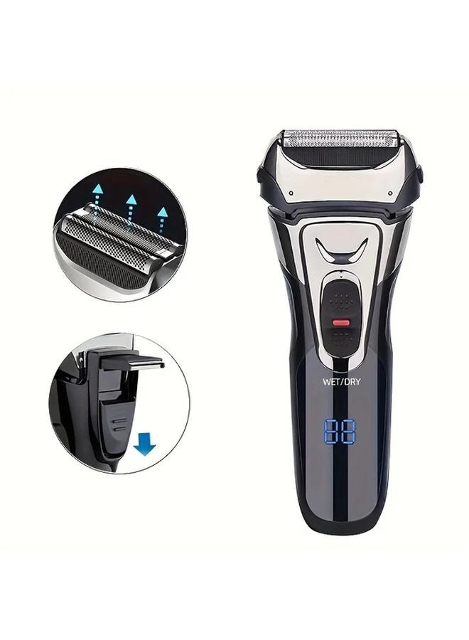 Black Mens Cordless Electric Razor USB Rechargeable Beard Trimmer Wet Dry Shaver - Image 3