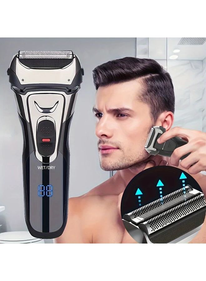 Black Mens Cordless Electric Razor USB Rechargeable Beard Trimmer Wet Dry Shaver - Image 1