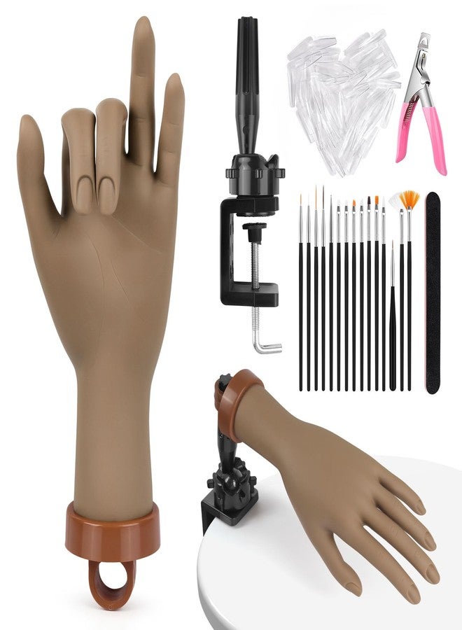 Yokilly Practice Hand for Acrylic Nails, Bendable Soft Nail Practice Hand, Flexible Plastic Nail Hand Practice, Fake Mannequin Training Hand for Nails Practice (with Clamp Holder) / Black - Image 1