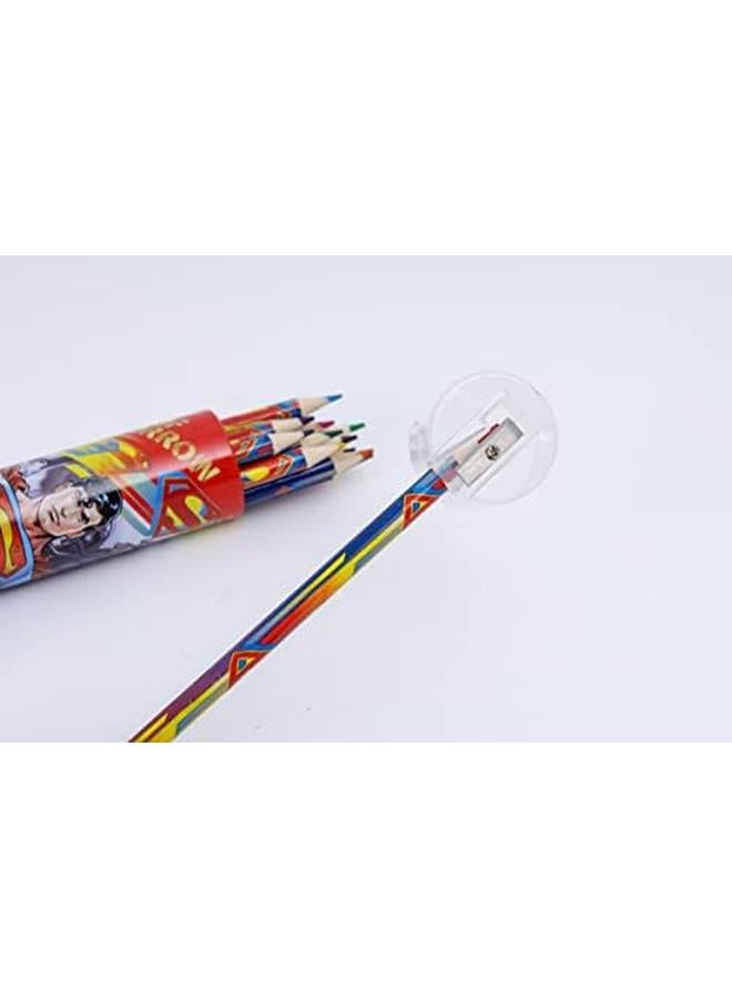 Warner Bros. Superman Man Of Tomorrow Coloring Pencils 12 Pieces Tin Tube - Image 4