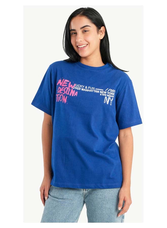 Carina Printed Blue T Shirt - Image 1