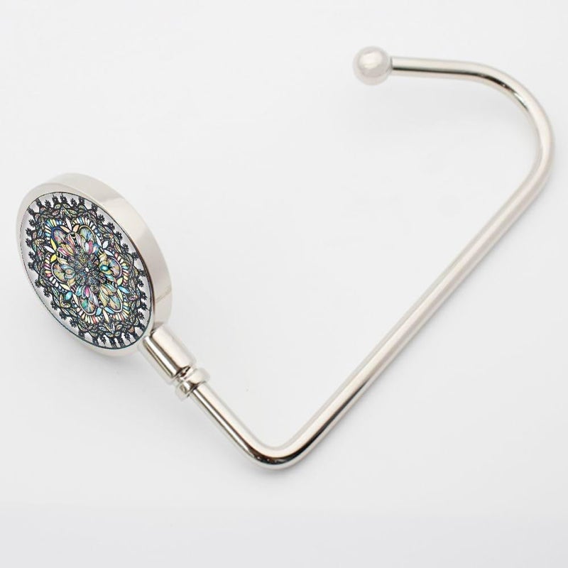 ROFLYER Purse Hook Hanger for Table Bar Handbag Hanger Safer Cleaner Bag Table Hanger with Velvet Pouch (Mandala) - Image 2