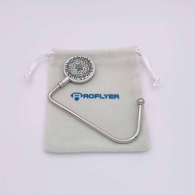 ROFLYER Purse Hook Hanger for Table Bar Handbag Hanger Safer Cleaner Bag Table Hanger with Velvet Pouch (Mandala) - Image 4