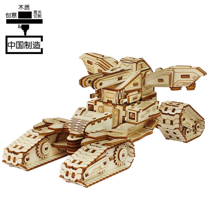 Wooden Three-Dimensional Assembled Military Model Angel Tank Puzzle Assembled Boy Wooden Toy Diy Hut Puzzle - Image 2