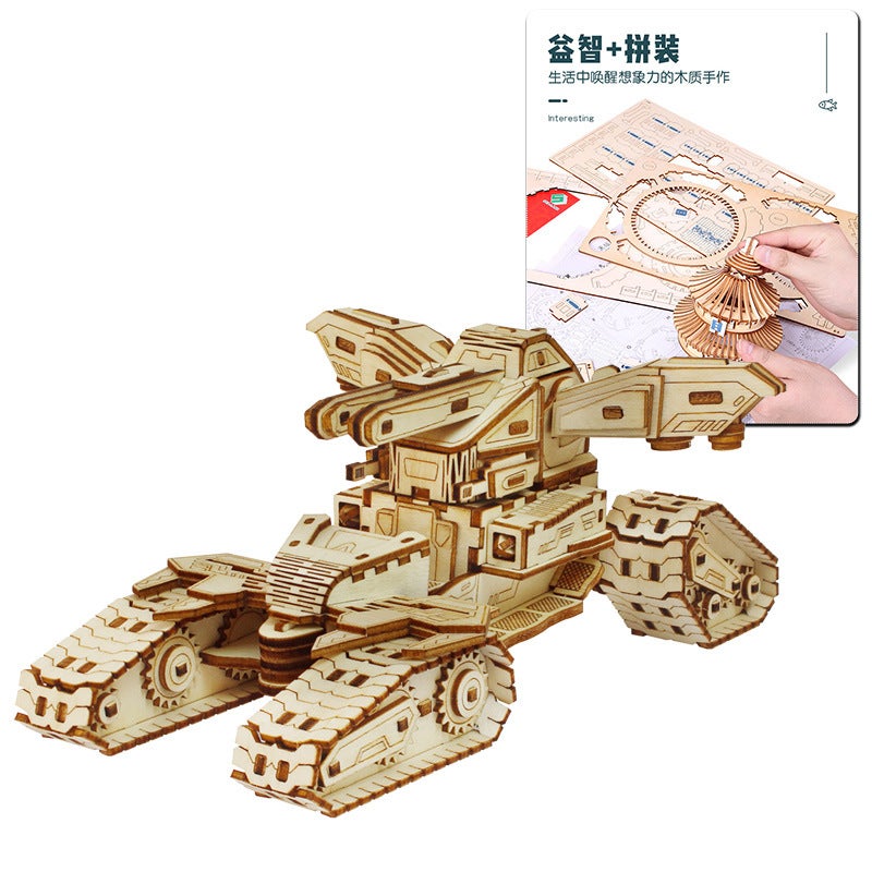 Wooden Three-Dimensional Assembled Military Model Angel Tank Puzzle Assembled Boy Wooden Toy Diy Hut Puzzle - Image 4