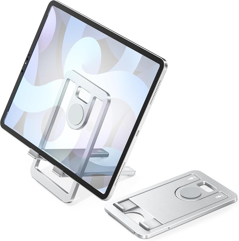 Itramax Foldable Tablet Holder 12.9",Adjustable Aluminum Tablet Stand,Portable Office Desk Accessories Compatible with iPad 9 8 7 Air 2 Mini Samsung Tab,Steam Deck,Switch,Kindle Fire Scribe,ROG Ally - Image 1