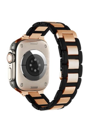 Replacement Strap For Apple Watch Series 9 45mm Rubber Stainless Steel Magnetic Watch Band Black+Rose Gold - pzsku/ZC14E3DA077C92070E737Z/45/_/1714870413/c33af93c-9050-4167-b553-c2ccdff7e0c9