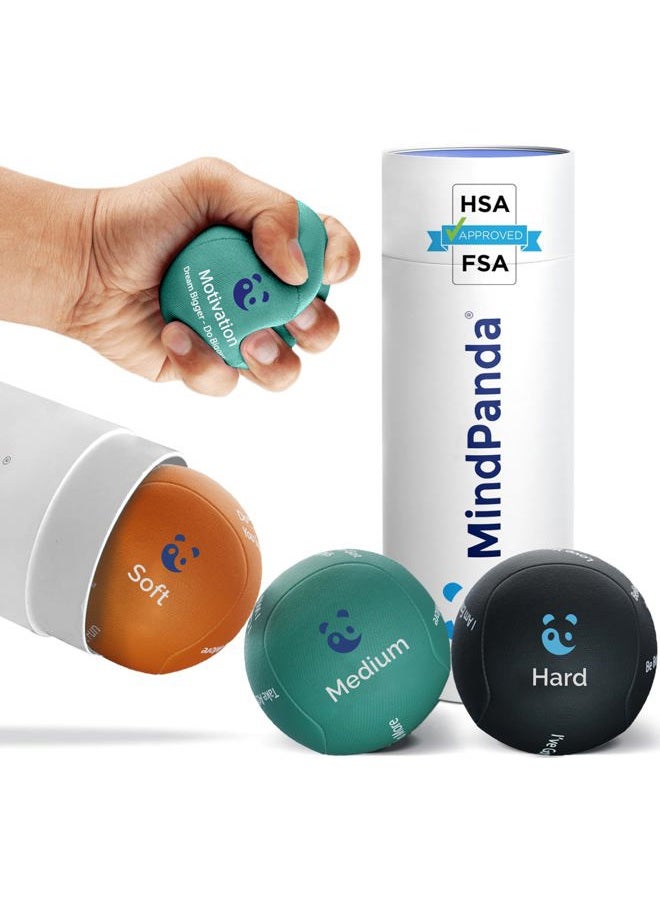 MindPanda Mind & Body Stress Balls for Adults - Multi-Density Squeeze Balls for Hand Therapy & Grip Strengthening - Stress & Anxiety Relief - Soft to Triple Density Options - Image 1