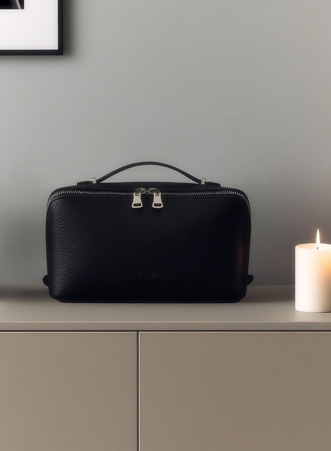 EACHY Makeup Bag,Large Capacity Travel Makeup Bag,Waterproof Portable Open Flat Toiletry Bag Cosmetic Bag with Divider and Handle - Image 2