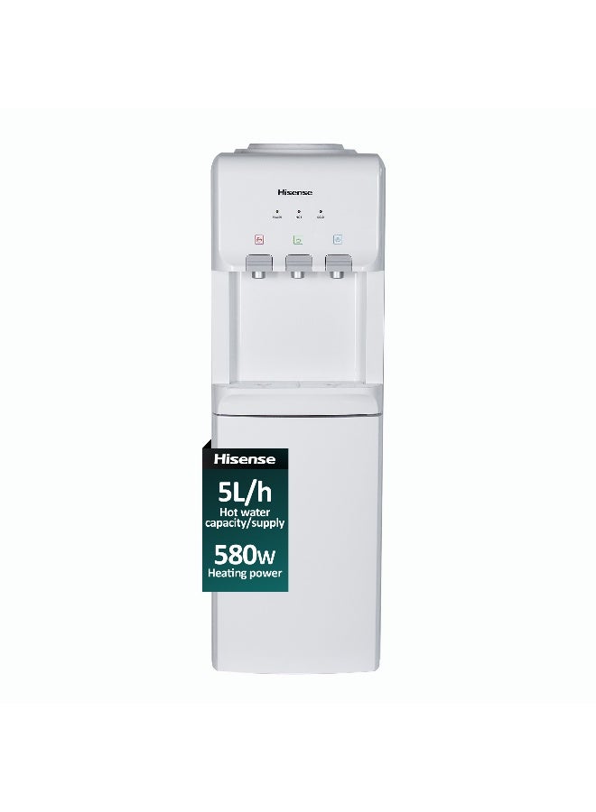 Water Dispenser , 12L Storage Cabinet, Hot And Cold And Room Temperature Water And Fast Cooling With Powerful Compressor - H96WDTW3S1 White