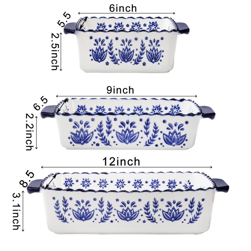 SOUJOY 3 Pack Porcelain Bakeware Set, Rectangular Baking Dishes, Lasagna Pan for Cooking, Kitchen, Casserole Dishes, Cake Dinner, Banquet and Daily Use - Image 2